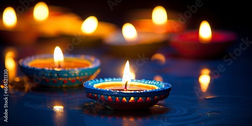 Happy Diwali. Diya oil lamps were lit during the celebration.