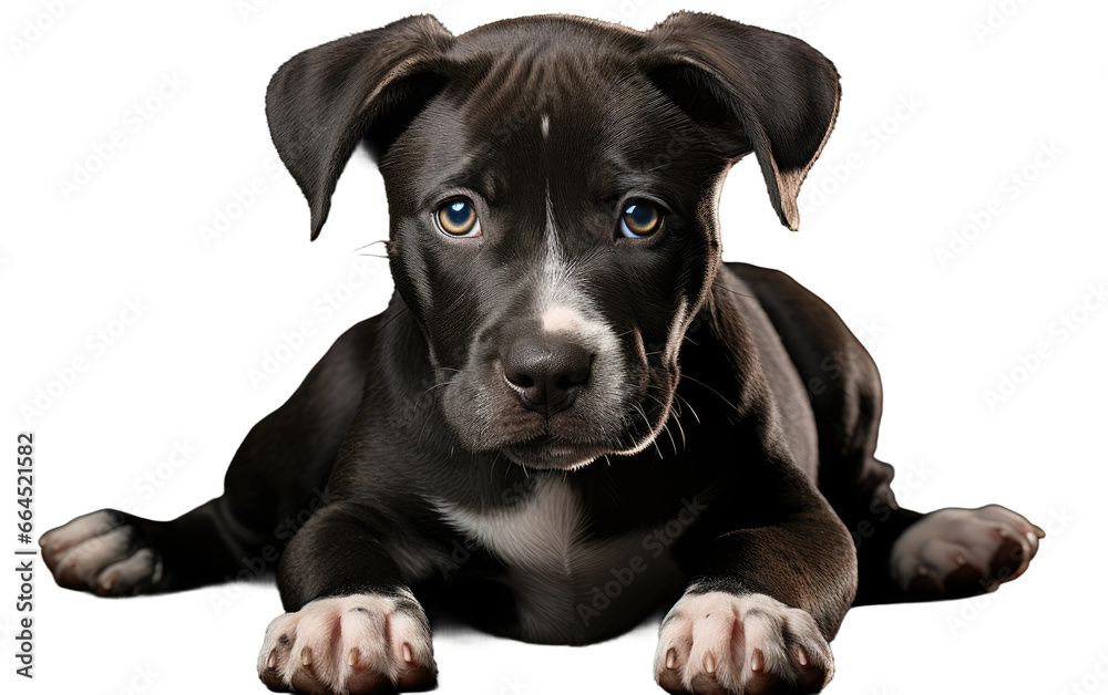 Black Puppy Dog Isolated on Transparent Background PNG.