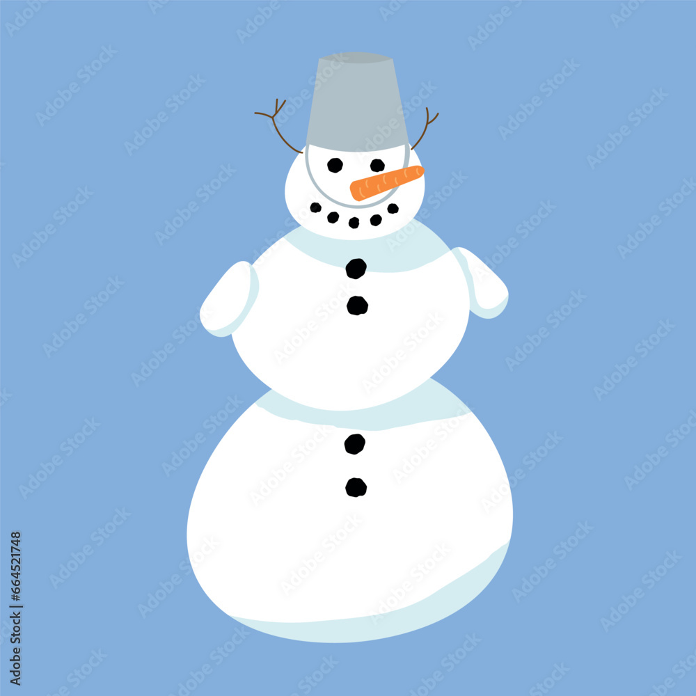 Cute snowman on light blue background