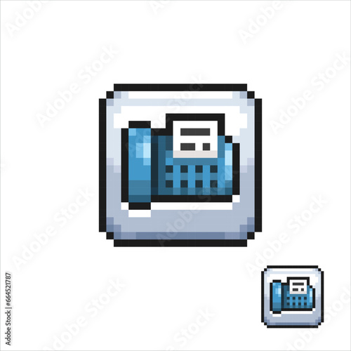 Fax icon sign in pixel art style