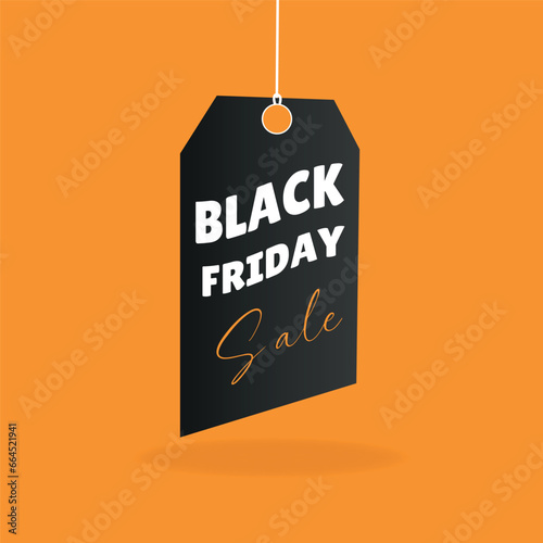 Tag with text BLACK FRIDAY SALE on orange background