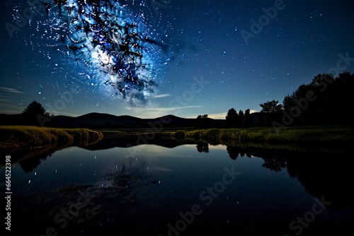 Milky Way Reflected on Lake. © Md
