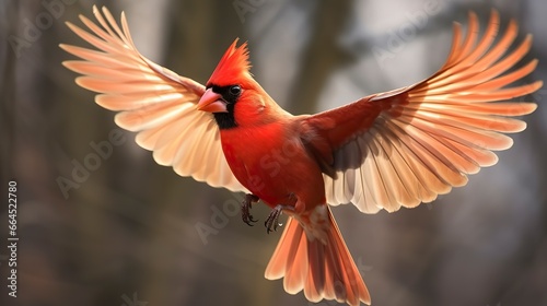 Northern Cardinal coming in for a landing. © Md