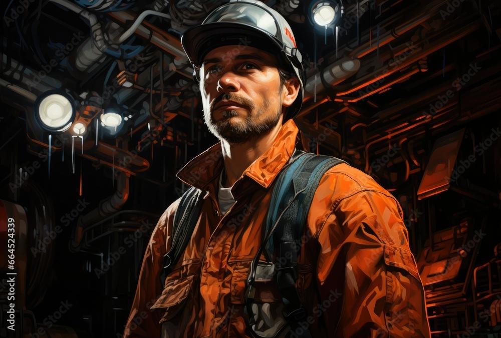Engineer working in oil refinery at night Engineer working in oil refinery at night