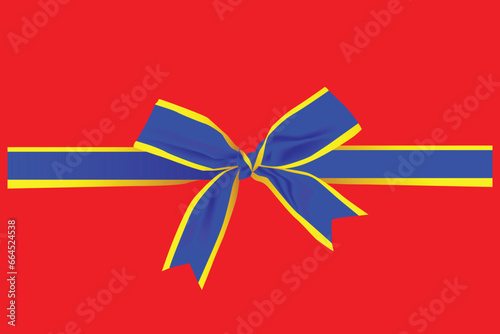 Blue Ribbon Bow Realistic shiny satin with shadow long horizontal ribbon for decorate your wedding invitation card ,greeting card or gift boxes vector.