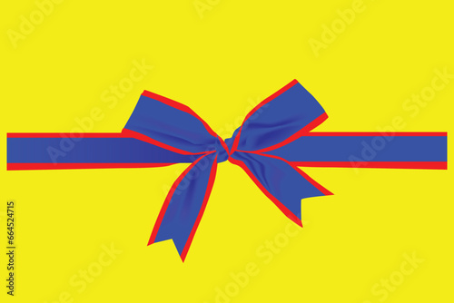 Blue Ribbon Bow Realistic shiny satin with shadow long horizontal ribbon for decorate your wedding invitation card ,greeting card or gift boxes vector.