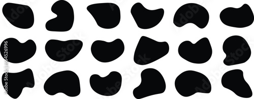Abstract black blob shape organic set. Simple fluid circle shape, trendy wrap circle, blob shape element collection. 