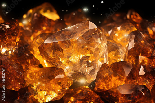 Citrine stone Sparkling clear yellow in night sky