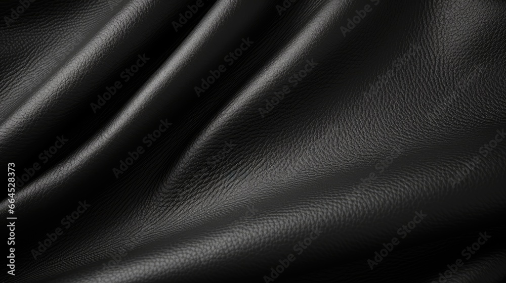 Obraz premium Black Leather texture close up as background. The material for the goods
