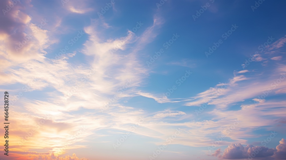 Beautiful Vivid sky painted by the sun leaving bright golden shades.Dense clouds in twilight sky in winter evening.Image of cloud sky on evening time.Evening Vivid sky with clouds.