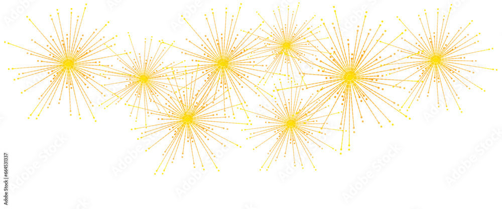 Golden fireworks vector for new year.