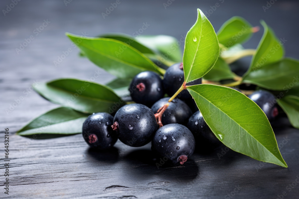 Fresh chokeberry on the table close up Fresh chokeberry on the table close up