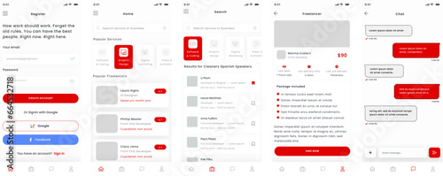 Freelance, Professionals, Talent, Agencies and Online Services Finder Mobile App UI Kit Template