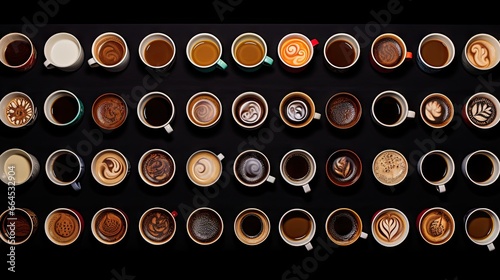  a large display of coffee cups with different designs on them.  generative ai