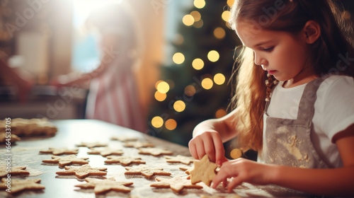 Stampa su tela Children Baking Cookies for Saint Nicholas, the Three Kings’ Day, Saint Nicholas