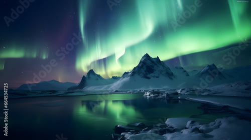 Aurora spreads across the arctic night sky