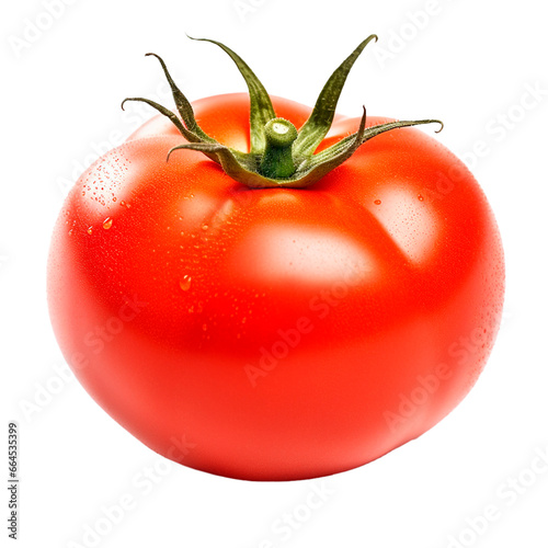 Isolated single red tomato with transparent or white background