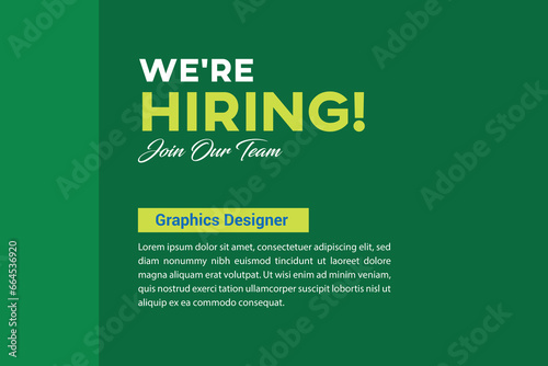 Vector we are hiring banner. Hiring recruitment design. We are hiring join our team announcement