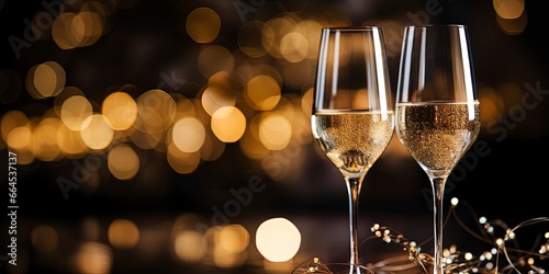 two glasses of champagne with elegant out of focus bokeh in the background © W&S Stock