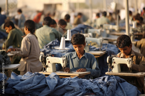 Children in Pakistan as young as 5-7 years old sewing clothes in a factory