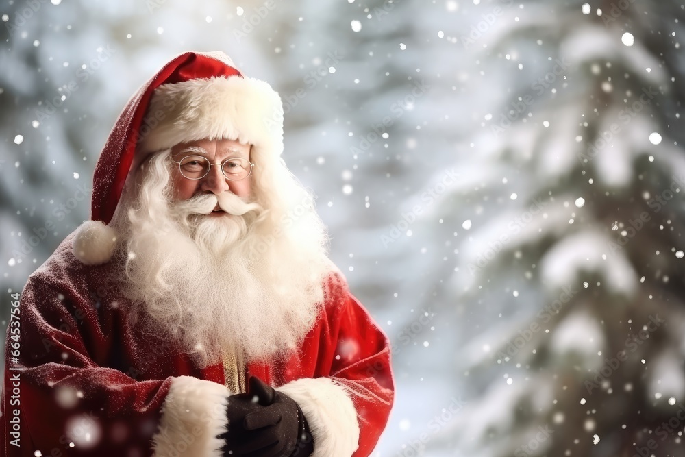 Quirky old bearded Santa Claus in the winter snowy forest. Winter holiday and Christmas concept. New Year's child frost. Quirky old bearded Santa Claus in the winter snowy forest. Winter holiday and Christmas concept. New Year's child frost.