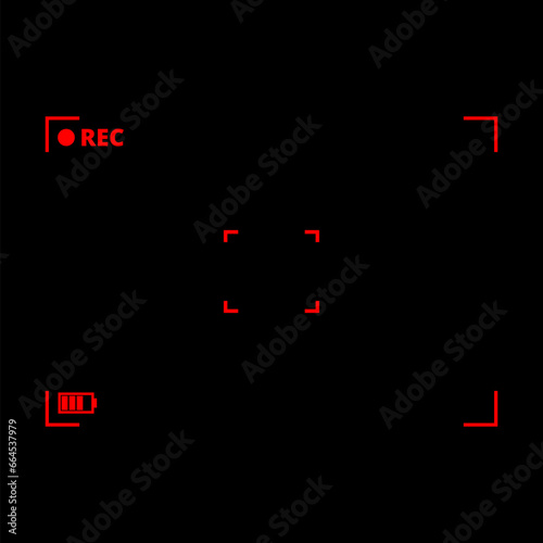 Camera focus lens icon isolated on black background.