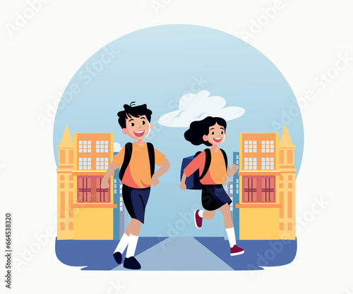 Back to School Flat Character Vector Illustration manually created