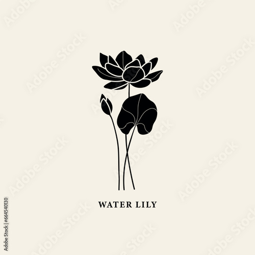 Flat vector water lily flower illustration