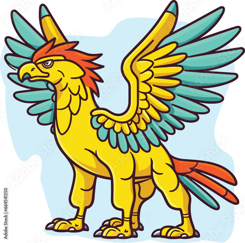 Mythical creature griffin vector icon heraldic element. Fantasy characters, centaur, harpy, dragon, mermaid, Pegasus, griffin