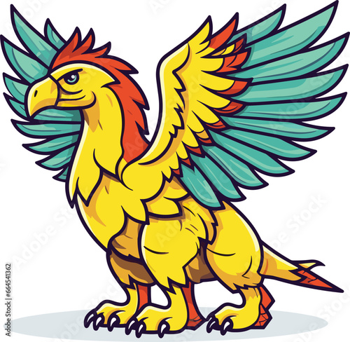 Mythical creature griffin vector icon heraldic element. Fantasy characters, centaur, harpy, dragon, mermaid, Pegasus, griffin