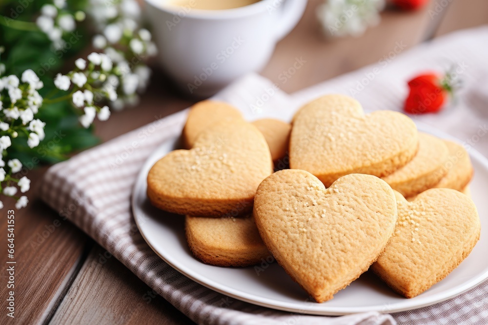 cookies in the shape of hearts on a plate for Valentine's Day cookies in the shape of hearts on a plate for Valentine's Day