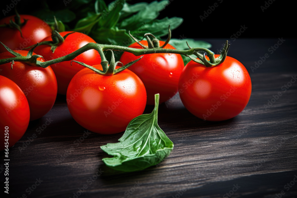Fresh ripe tomatoes on the table close up Fresh ripe tomatoes on the table close up