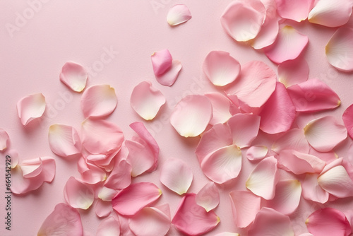 Top view of pink rose flower petals
