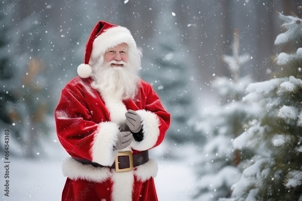 Quirky old bearded Santa Claus in the winter snowy forest. Winter holiday and Christmas concept. New Year's child frost. Quirky old bearded Santa Claus in the winter snowy forest. Winter holiday and Christmas concept. New Year's child frost.