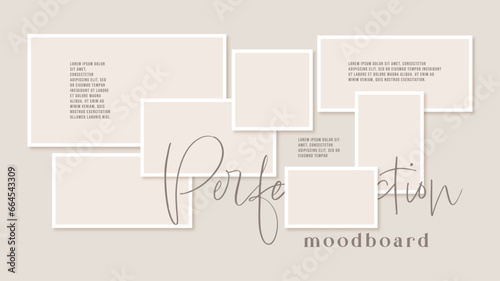 Vector photo collage template moodboard pictures grids vector illustration	