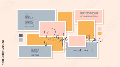 Vector photo collage template moodboard pictures grids vector illustration	