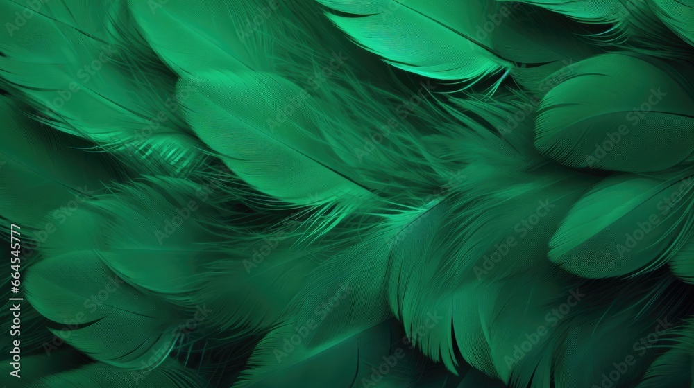 Beautiful abstract green feathers background, feather texture