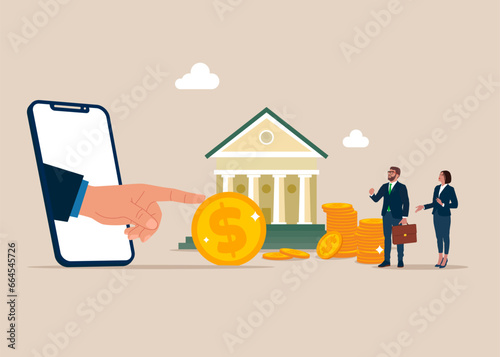 Money saving. Online deposit. Flat vector illustration.