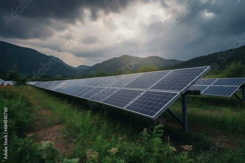 solar panels in a natural landscape. Generative AI