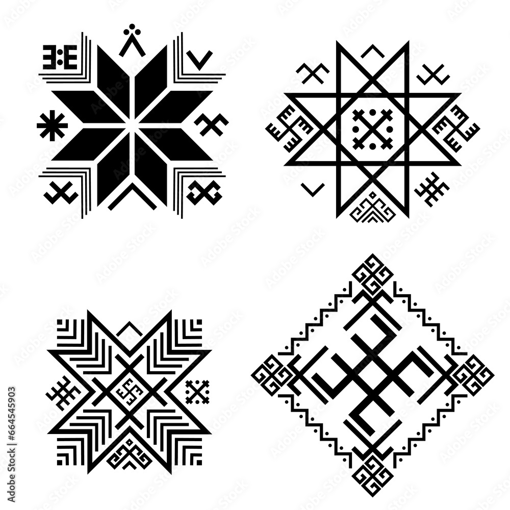 Set of old baltic Folk ancient baltic symbols - obrazy, fototapety, plakaty 