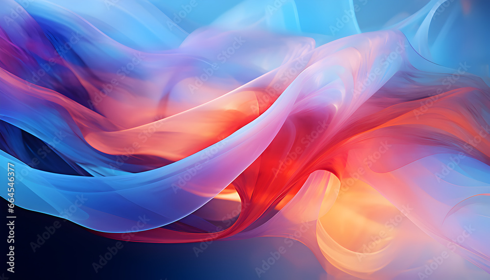 Naklejka premium Vibrant Colorful abstract background with smooth lines. Digital art for poster, flyer, banner background or design element. Soft textures on pastel background