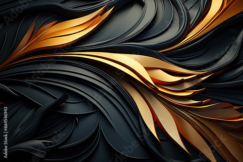 abstract black and gold pattern background, generative ai © AIGen