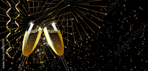 Vector illustration of celebration toast with champagne