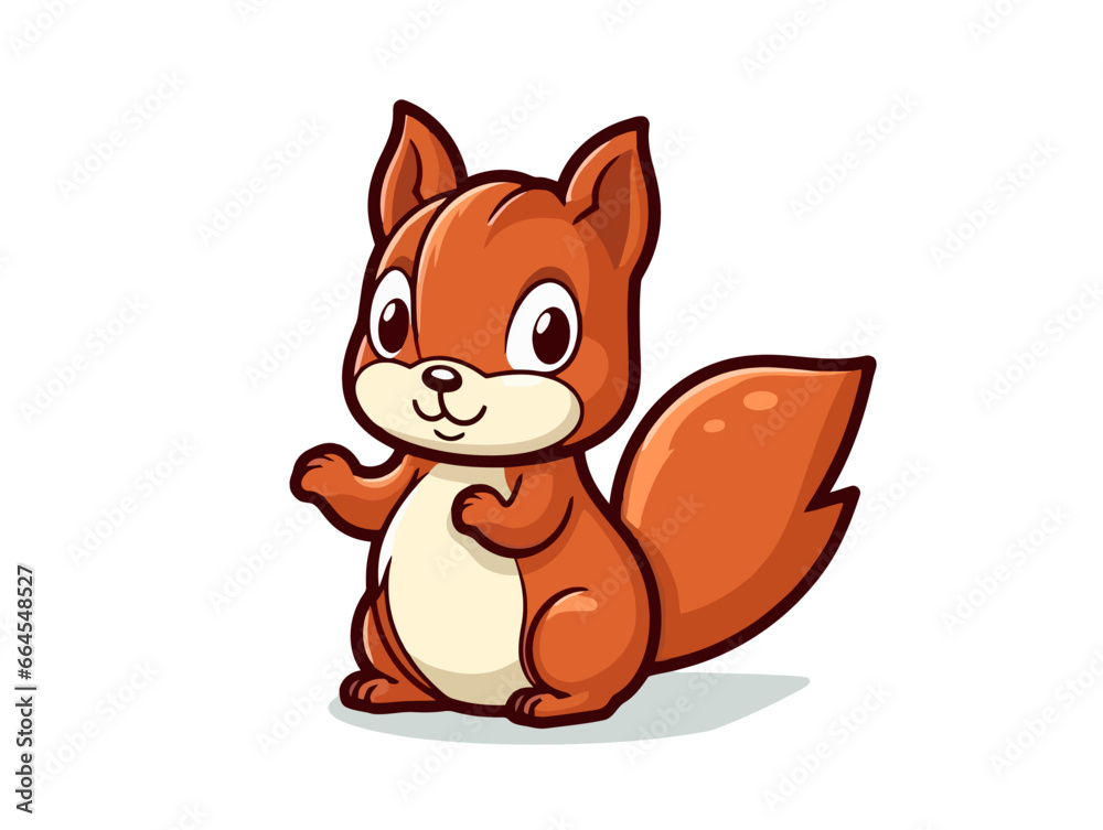 Doodle Squirrel holding Gotcha! sign, cartoon sticker, sketch, vector, Illustration, minimalistic