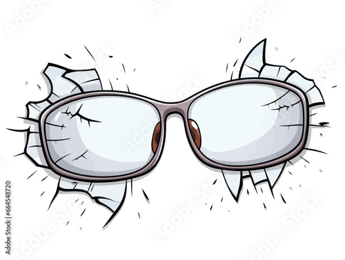 Doodle Broken glasses, cartoon sticker, sketch, vector, Illustration, minimalistic