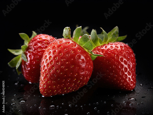 Strawberry Studio Shot isolated on clear background, Food Photography, Generative AI