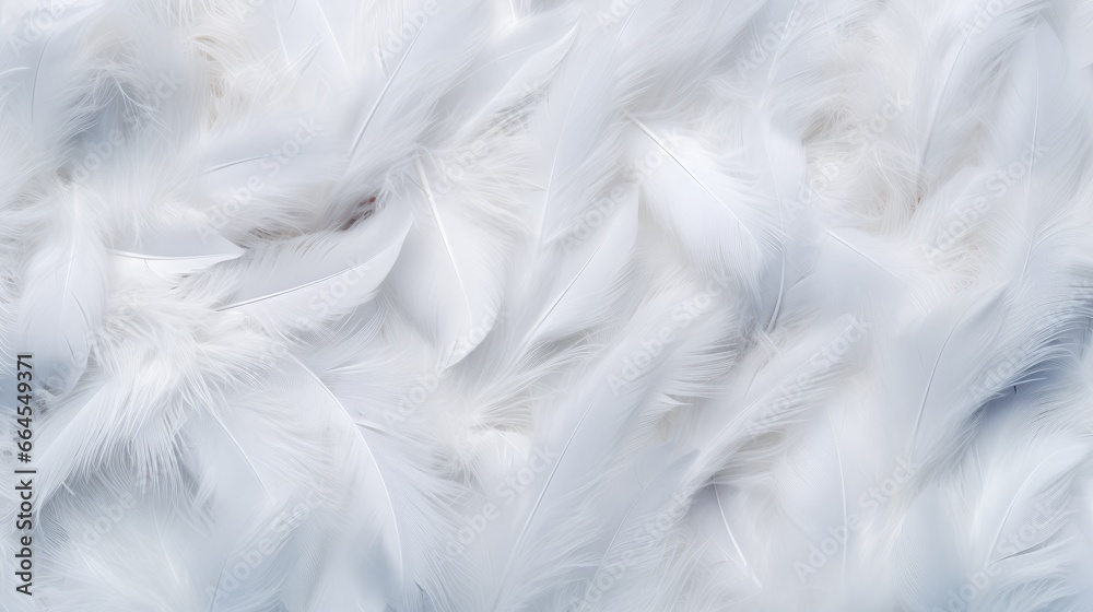 White feather texture background, pastel soft fur for baby to sleep. - obrazy, fototapety, plakaty 