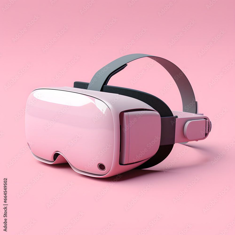 Beautiful pastel pink gaming glasses on a pink background. Minimal Contemporary modern concept Beautiful pastel pink gaming glasses on a pink background. Minimal Contemporary modern concept
