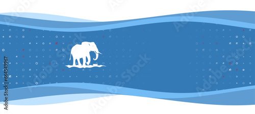 Blue wavy banner with a white wild elephant symbol on the left. On the background there are small white shapes, some are highlighted in red. There is an empty space for text on the right side © Alexey