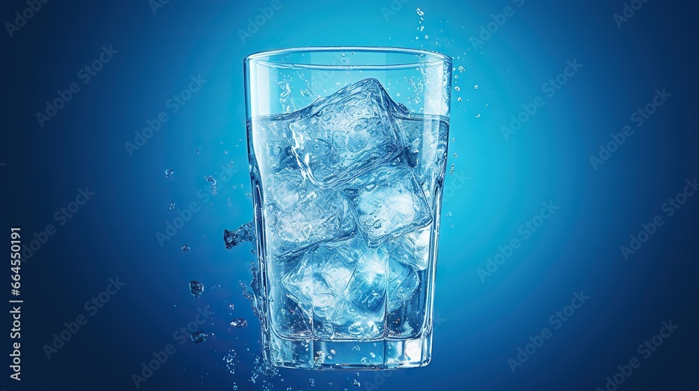 a glass of water with ice cubes floating in it. generative ai a glass of water with ice cubes floating in it. generative ai